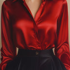 Women's Classic Collar Office Blouse – Tailored Long Sleeve Blouse