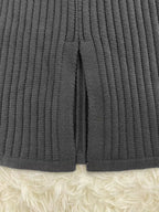 Women's Ribbed Knit Skirt Set – High Neck Sweater Co-Ord