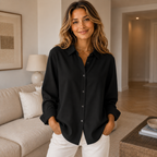 Women's Long Sleeve Button Blouse – Relaxed Shirt Blouse