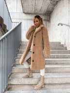 Women's Textured Longline Trench Coat – Relaxed Button Front Coat