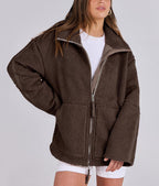 Women's Oversized Fleece Winter Jacket – Warm Zip-Up Jacket