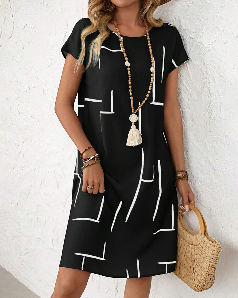 Women's Vacation Print Dress – Flowy Relaxed Summer Dress