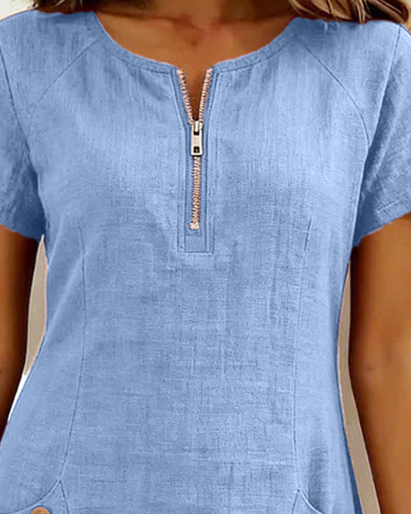 Women's A-Line Zip Front Dress – Flared Day Dress