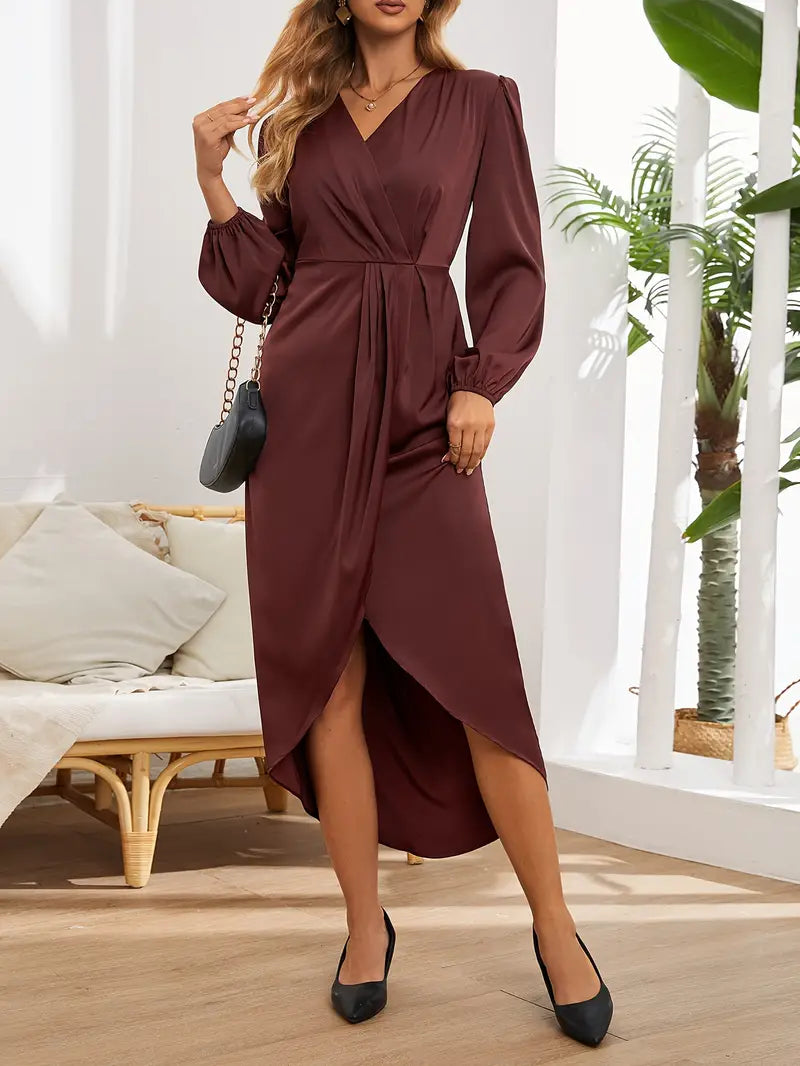 Alanah | Balloon Sleeve Midi Dress with v-neck