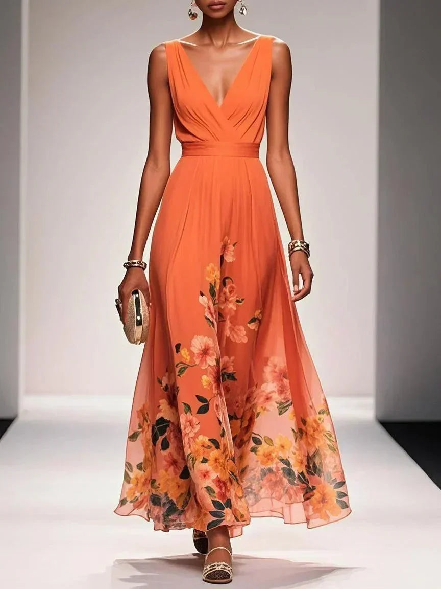 Women's Floral Wedding Guest Maxi Dress – Summer Flowy Occasion Dress