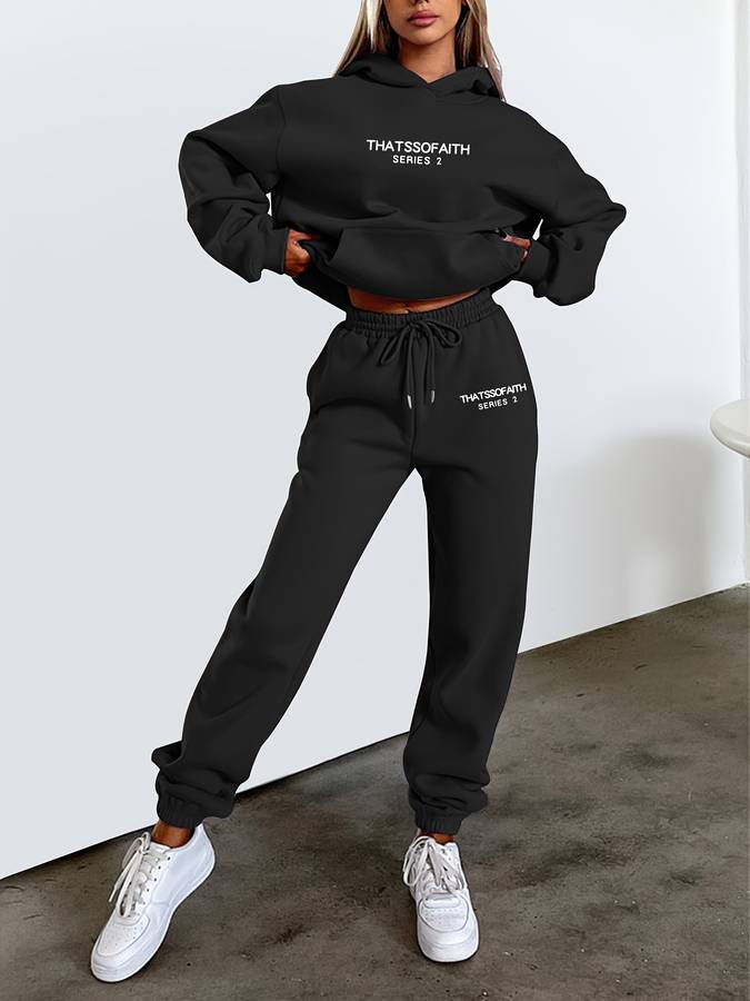 Women's Graphic Sweat Set – Oversized Wide Leg Lounge Co-Ord