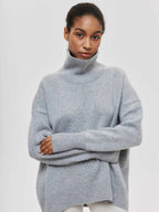 Women's Long Neck Knit Sweater – Slouchy Turtleneck Pullover