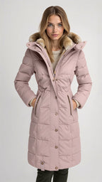 Women's Hooded Puffer Jacket – Mid-Length Winter Coat