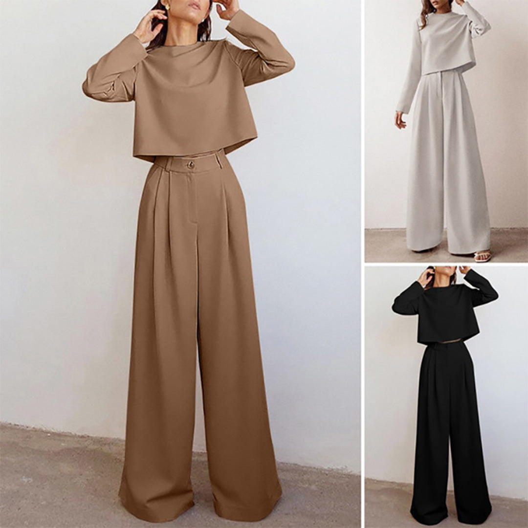 Women's Relaxed Palazzo Set – Matching Top & Wide Leg Occasion Pants Set