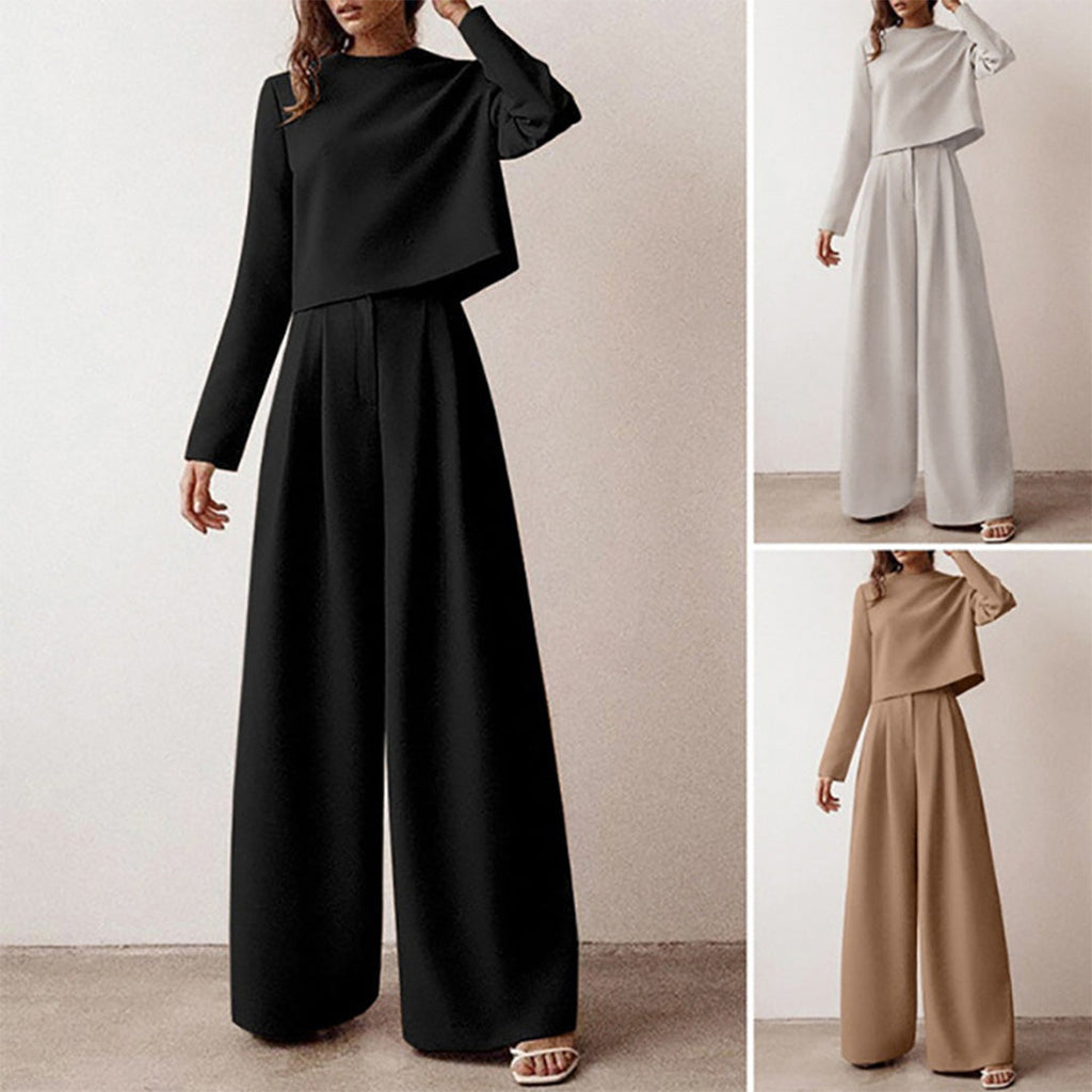 Women's Relaxed Palazzo Set – Matching Top & Wide Leg Occasion Pants Set