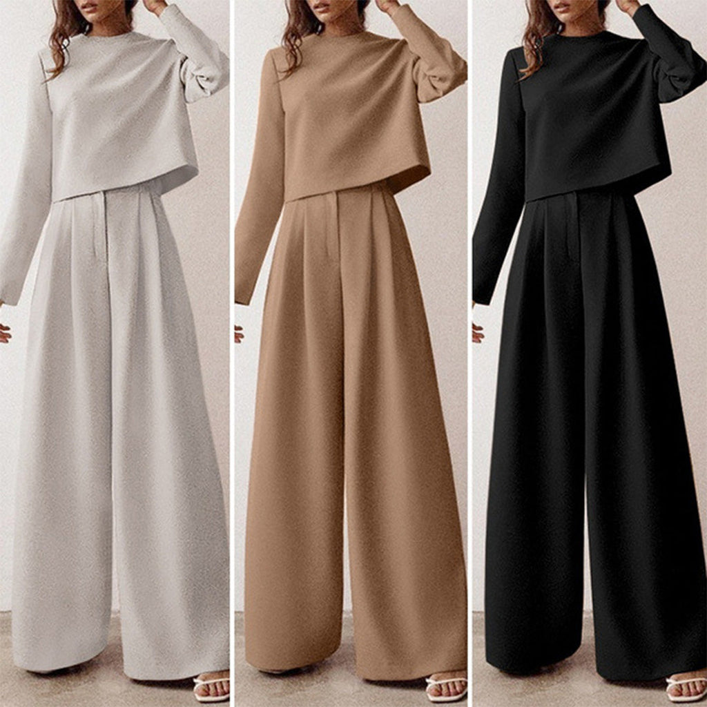 Women's Relaxed Palazzo Set – Matching Top & Wide Leg Occasion Pants Set
