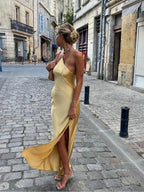 Women's Wedding Guest Backless Dress – Sleeveless Formal Occasion Dress