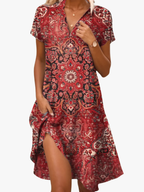 Women's Floral Pattern Midi Dress – Flowy Summer Dress