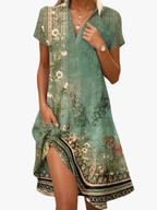 Women's Floral Pattern Midi Dress – Flowy Summer Dress