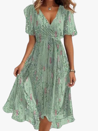 Women's Printed Occasion Midi Dress – Flowy Day-to-Night Dress