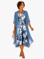 Women's Layered Floral Wedding Guest Dress – Flowy Occasion Dress