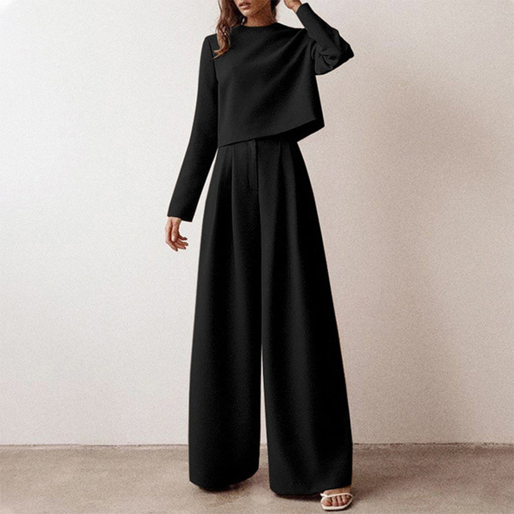 Women's Relaxed Palazzo Set – Matching Top & Wide Leg Occasion Pants Set