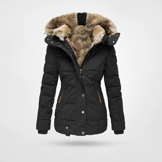 Women's Hooded Puffer Jacket – Mid-Length Winter Coat