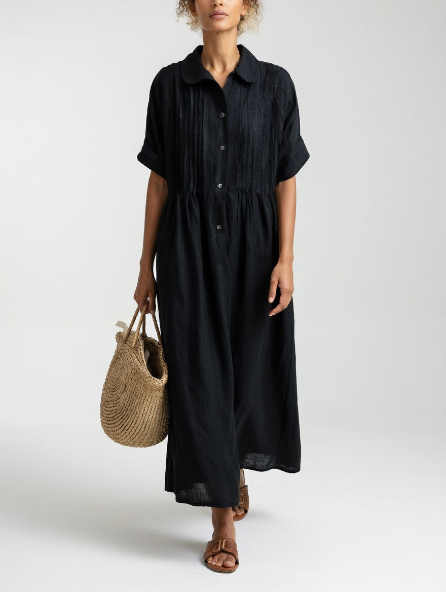 Women's Relaxed Shirt Dress – Button Front Flowy Day Dress