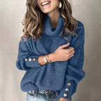 Women's Fine Knit Turtleneck Sweater – Lightweight High Neck Pullover