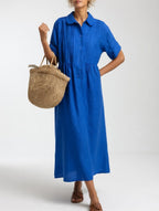 Women's Relaxed Shirt Dress – Button Front Flowy Day Dress