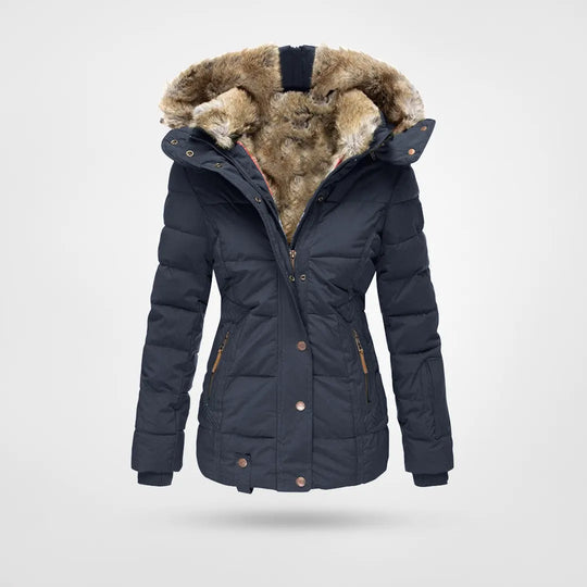 Women's Hooded Puffer Jacket – Mid-Length Winter Coat