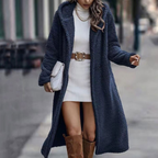 Women's Fluffy Hooded Winter Coat – Relaxed Longline Cold Weather Coat
