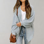 Women's Open Front Layering Cardigan – Relaxed Long Sleeve Cardigan