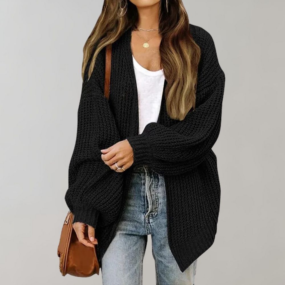 Women's Open Front Layering Cardigan – Relaxed Long Sleeve Cardigan