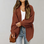 Women's Open Front Layering Cardigan – Relaxed Long Sleeve Cardigan