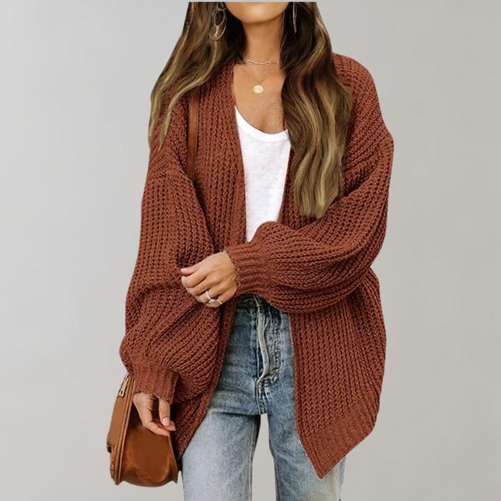 Women's Open Front Layering Cardigan – Relaxed Long Sleeve Cardigan