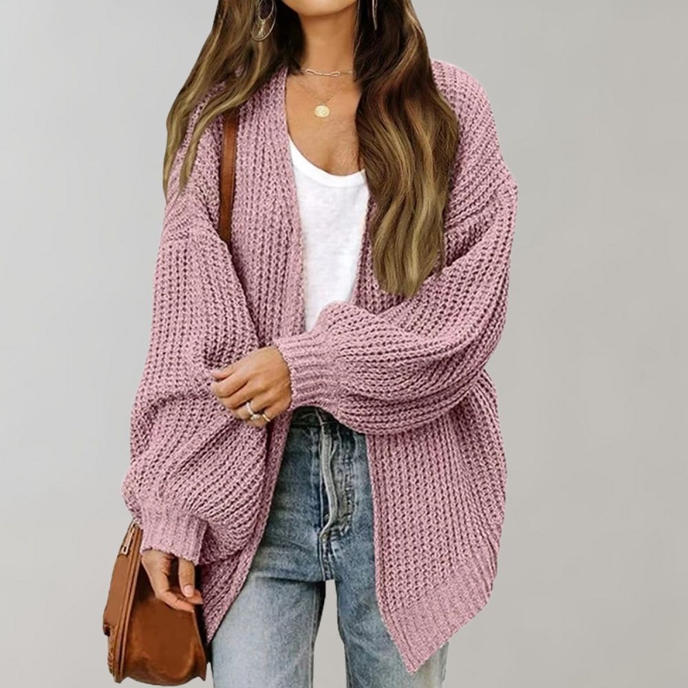 Women's Open Front Layering Cardigan – Relaxed Long Sleeve Cardigan