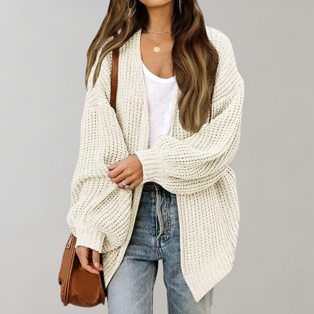Women's Open Front Layering Cardigan – Relaxed Long Sleeve Cardigan