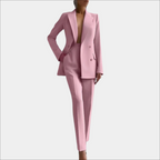 Women's Double Button Office Blazer Set – Tailored Blazer and Pants Set