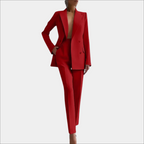 Women's Double Button Office Blazer Set – Tailored Blazer and Pants Set