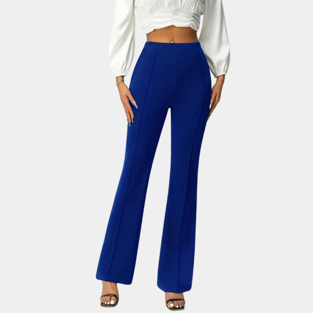 Women's High Rise Flare Pants – Fitted Flared Leg Dress Trousers