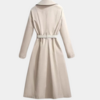 Women's Belted Double-Breasted Trench Coat – Long Lapel Overcoat
