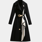 Women's Belted Double-Breasted Trench Coat – Long Lapel Overcoat