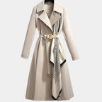 Women's Belted Double-Breasted Trench Coat – Long Lapel Overcoat
