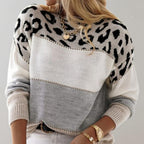 Women's Printed Graphic Sweater – Relaxed Long Sleeve Pullover