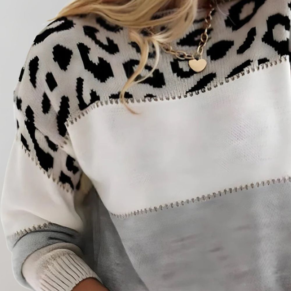 Women's Printed Graphic Sweater – Relaxed Long Sleeve Pullover