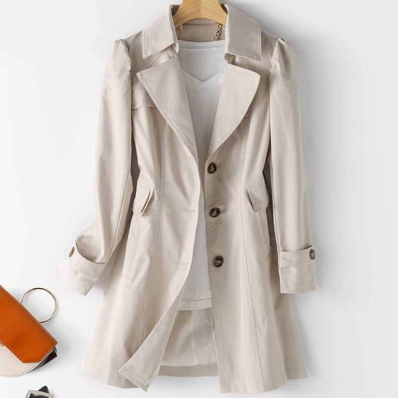 Women's Tailored Long Trench Coat – Classic Lightweight Transitional Coat