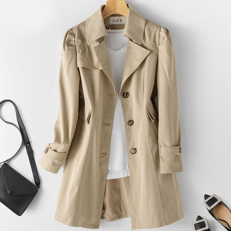 Women's Tailored Long Trench Coat – Classic Lightweight Transitional Coat