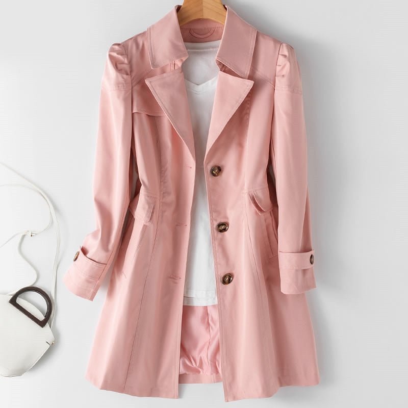 Women's Tailored Long Trench Coat – Classic Lightweight Transitional Coat