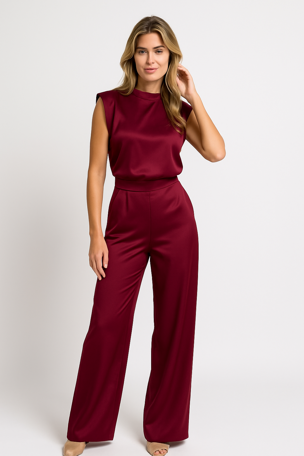 Women's Open Back Jumpsuit – Sleeveless Wide Leg Occasion Jumpsuit