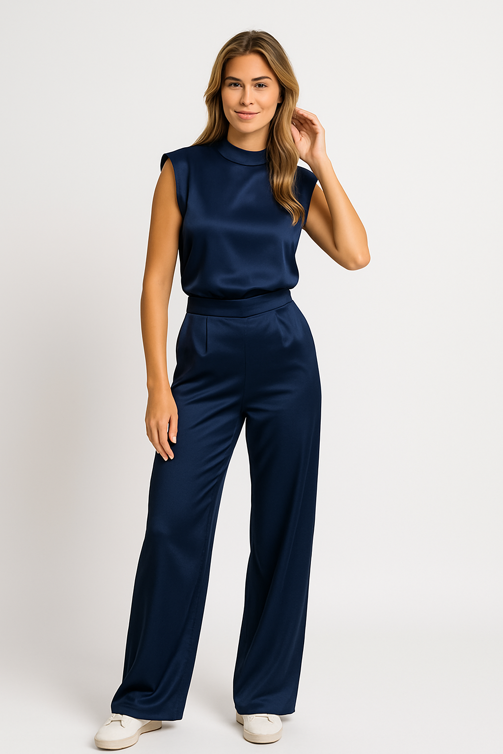 Women's Open Back Jumpsuit – Sleeveless Wide Leg Occasion Jumpsuit