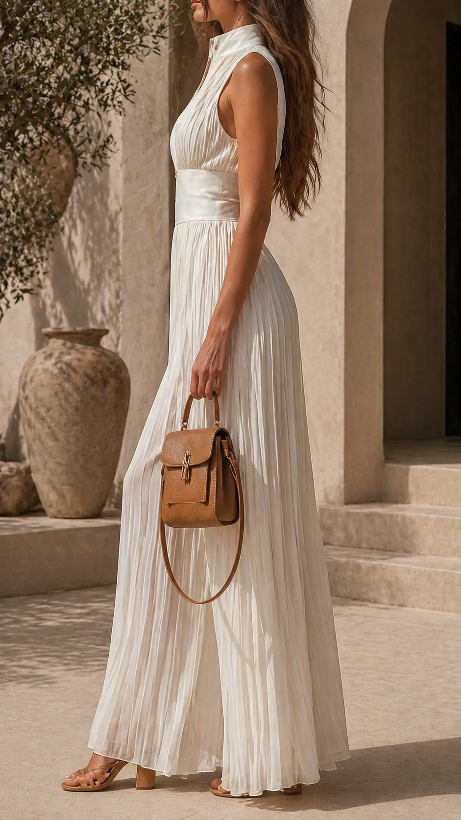 Women's Pleated Formal Jumpsuit – Tailored Evening Occasion Jumpsuit