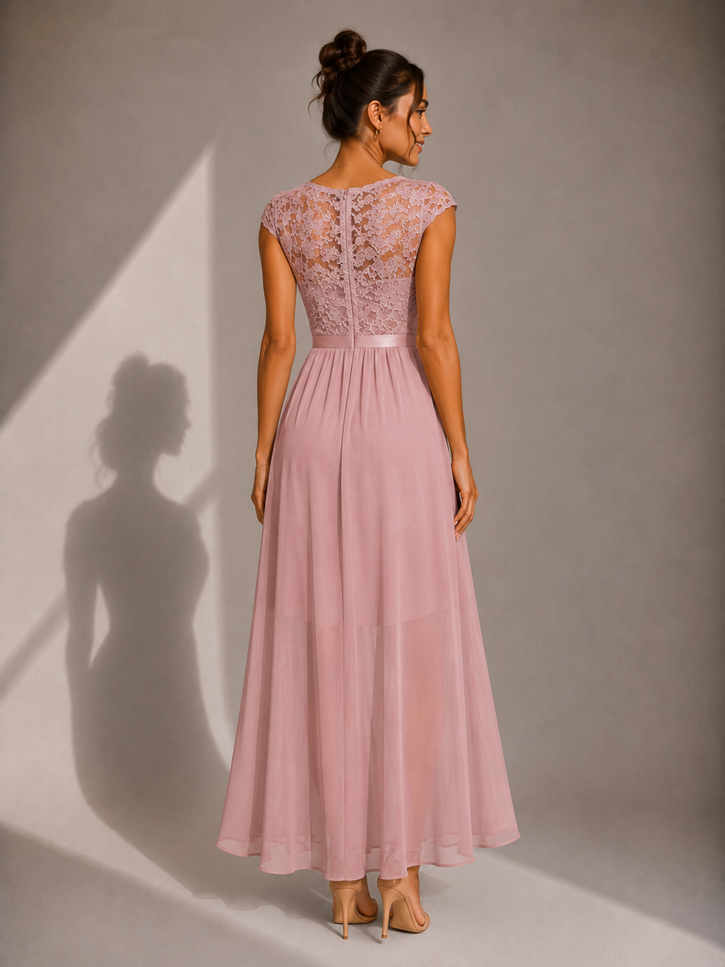 Women's Lace Detail Wedding Guest Maxi Dress – Flowy A-Line Formal Dress