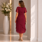 Alanah | Flutter Sleeve Midi Dress with cinched waist