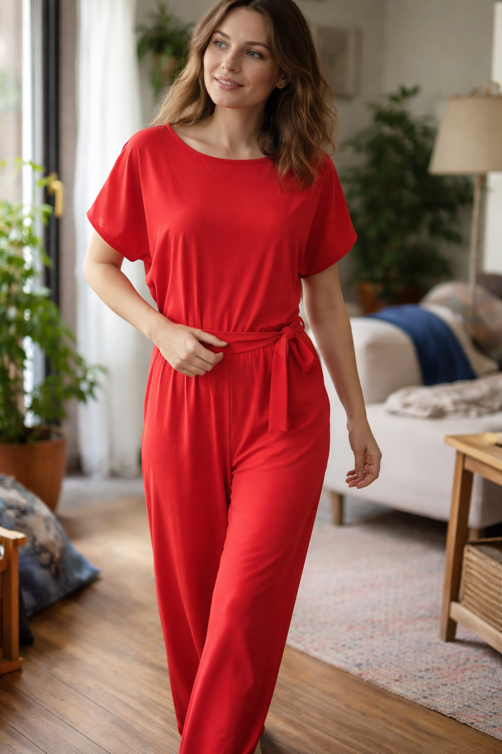 Women's Relaxed Belted Jumpsuit – Wide Leg Formal Occasion Jumpsuit